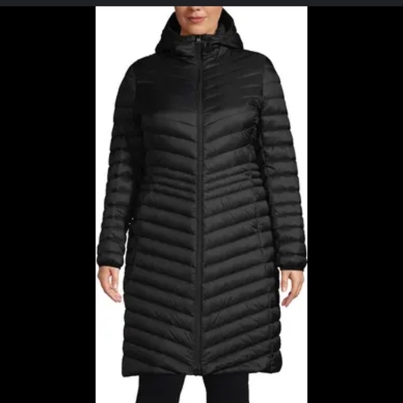 Lands’ End | Women’s Outerwear | Packable Down Coat | size LP 14-16 | black - Picture 1 of 5